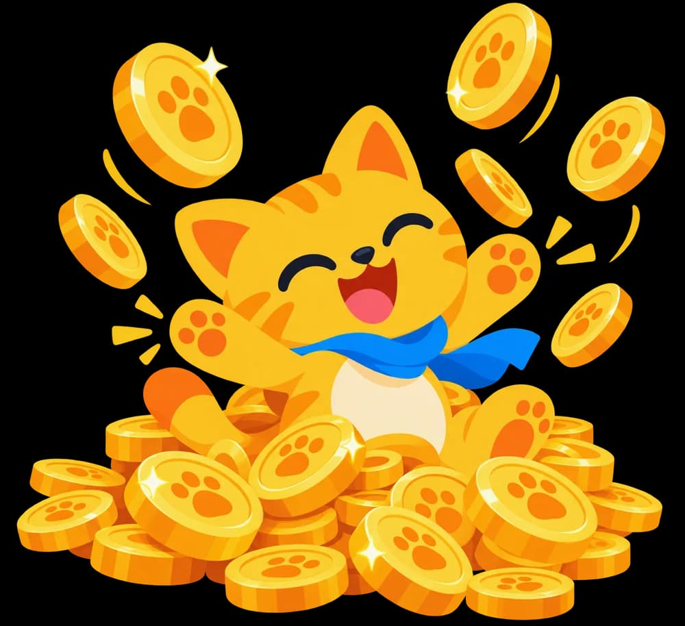 SIM celebra entre monedas doradas con huellas de gato